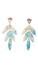 Load image into Gallery viewer, Drops of Beige, blue and gold, attached to Triangle gold plated studs
