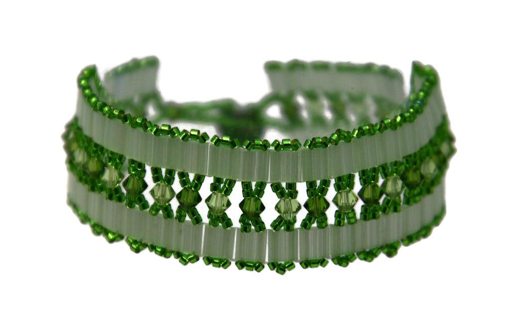 Green Tila and Swarovski Bracelet