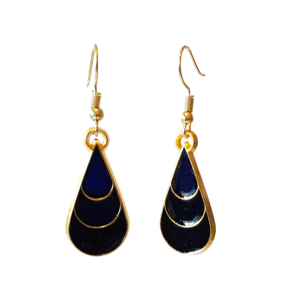 Blue and Gold Earrings
