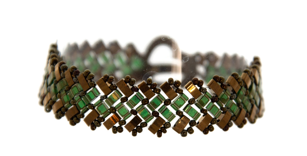 Metallic Bronze and Green Bracelet